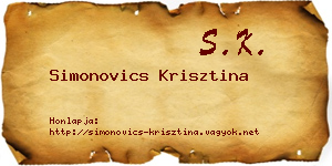 Simonovics Krisztina névjegykártya
